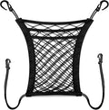 3-Layer Car Mesh Organizer - Backseat Storage & Pet Barrier for Small Dogs | 11"x8.3" net fits headrests or between seats. Holds bottles, umbrellas, tissues, toys. Keeps small dogs (<22lb) from front. by Unknown