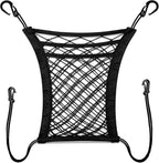 3-Layer Car Mesh Organizer - Backseat Storage & Pet Barrier for Small Dogs | 11"x8.3" net fits headrests or between seats. Holds bottles, umbrellas, tissues, toys. Keeps small dogs (<22lb) from front. by Unknown