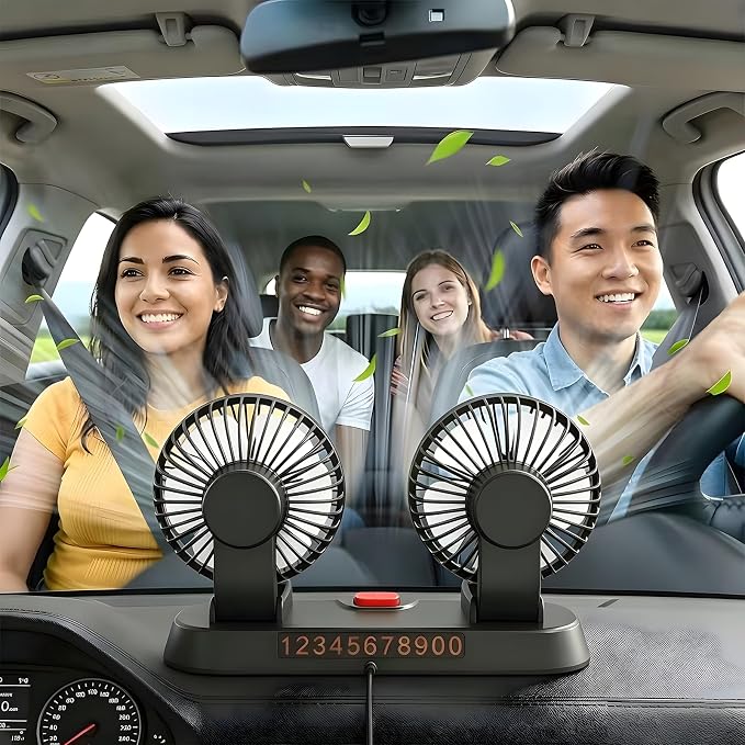 5V USB Dual Car Fan for SUV/Truck/RV, 2-Speed 360° Rotate, No AC Required | Universal compatibility (cars/trucks/RVs/tractors/UTVs)，Dual-head independent 360° rotation，2-speed turbo airflow - Image 4