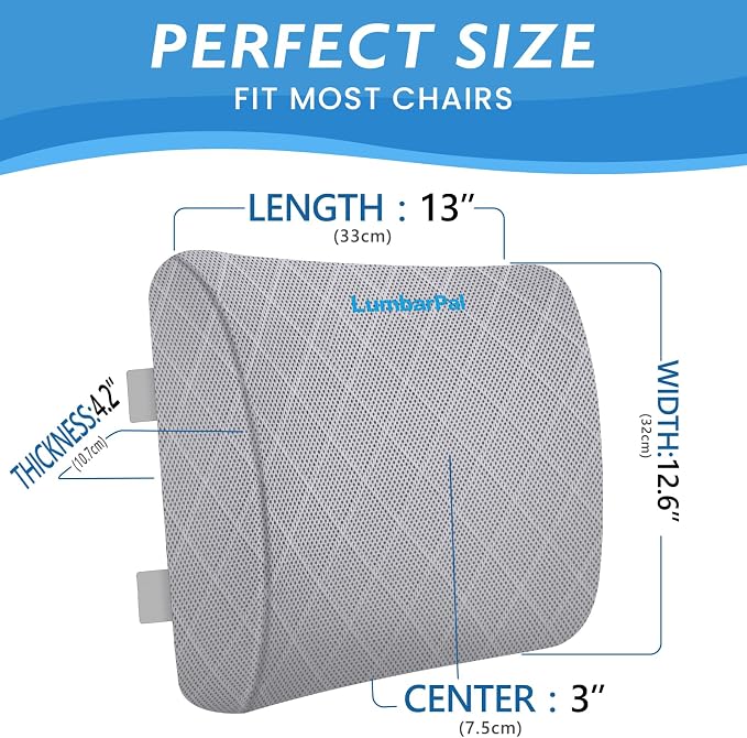 Lumbar Support Pillow for Office Chair, Back Support, Memory Foam | Improve Sitting Posture & Back Pain Relief. Lumbar Pillow Fits Office, Gaming & Car Chairs with Adjustable Dual Straps - Image 2