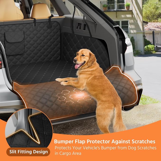 Simple Trending SUV Cargo Liner for Dogs, Waterproof Dog Car Seat Cover Mat | for SUVs Sedans Vans, Universal Fit Pet Trunk Cover with Non-Slip Bumper Flap Protector, Black - Image 5