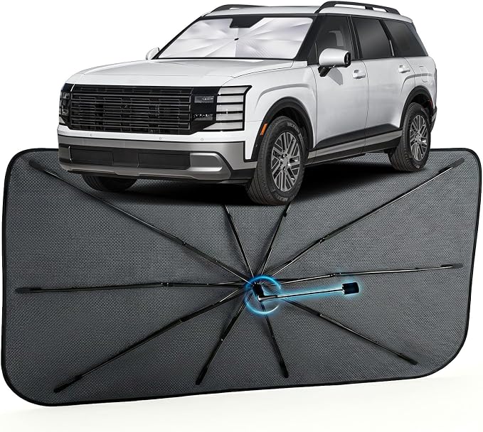 Car Windshield Sun Shade Umbrella for Hyundai Palisade 2019-2026, 1:1 Fit | [Reflective Coated Fabric] Car Shades Sun Visor Keep Car Cool and Protects Interior, Sunshade Umbrella for Front Window by MakeLifeBetter