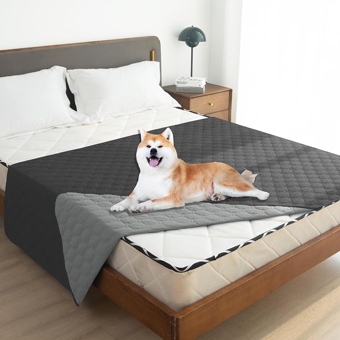 gogobunny 100% Double Sided Waterproof Dog Blanket Soft Pet Bed Cover Reversible Protect Furniture Couch Sofa Car for Puppy Large Dog Cat (Dark Charcoal/Light Charcoal, 82x102 Inch (Pack of 1)) - Image 5