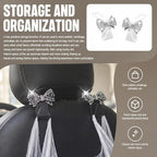 2-Pack Bling Car Seat Headrest Hooks, S Type Crystal Seat Back Hangers, Vehicle Seat Back Storage Hooks, Universal Car Rear Seat Organizer for Handbag, Purse, Coat, Grocery Bags (White) - Image 2