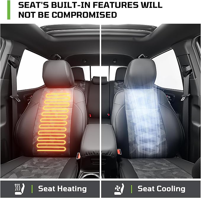 Car Seat Covers Fit for Toyota Tacoma 2016-2023 Double/Crew Cab,Black | Custom Faux Leather Full Set,Waterproof & Wear-Resistant,Fits Tacoma 3rd Gen SR,SR5,Limited,TRD Sport,TRD Off-Road,TRD Pro - Image 3