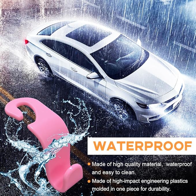 povtii 4PCS Car Seat Headrest Hook, Auto Back Seat Hanging Storage Organizer, Vehicle Seatback Hanger Holder for Purse Handbag Coat Umbrella, Universal Interior Car Accessories (Dark Pink) - Image 4