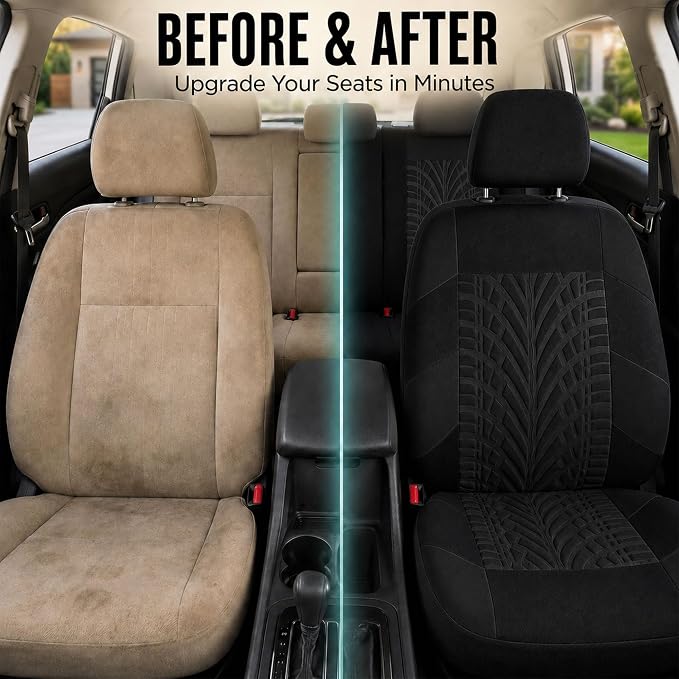 FH Group Full Set Travel Master Car Seat Covers, Airbag and Split Rear Car Seat Cover Universal Fit Interior Accessories for Cars Trucks SUV, Automotive Seat Covers,Black - Image 10