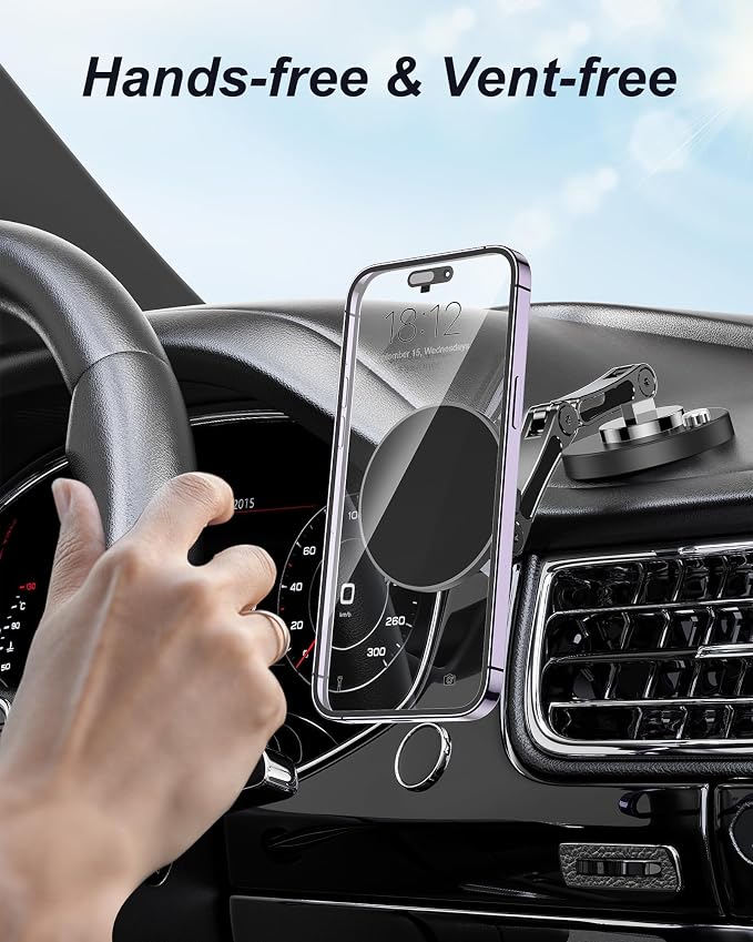 Magnetic Car Phone Holder for MagSafe, Magnetic Car Mount 360°Adjustable Metal Head [120 LBS Strongest Suction], Cell Phone Holders for Your Car for iPhone 12–17 Series - Image 4