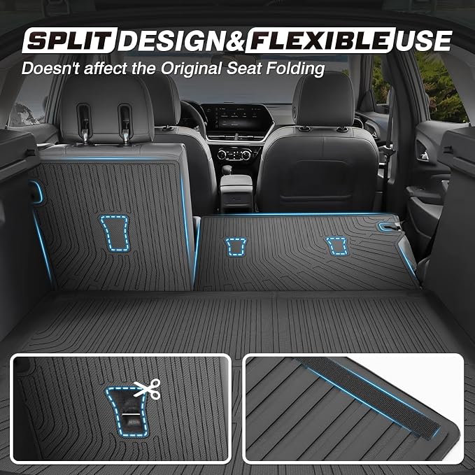 Sunsdrew Trunk Cargo Liner for 2024-2026 Chevy Trax Accessories, Rear Cargo Mat & Backrest Mats All Weather Protection Trunk Liner TPE Rubber Raised Edge - Image 4