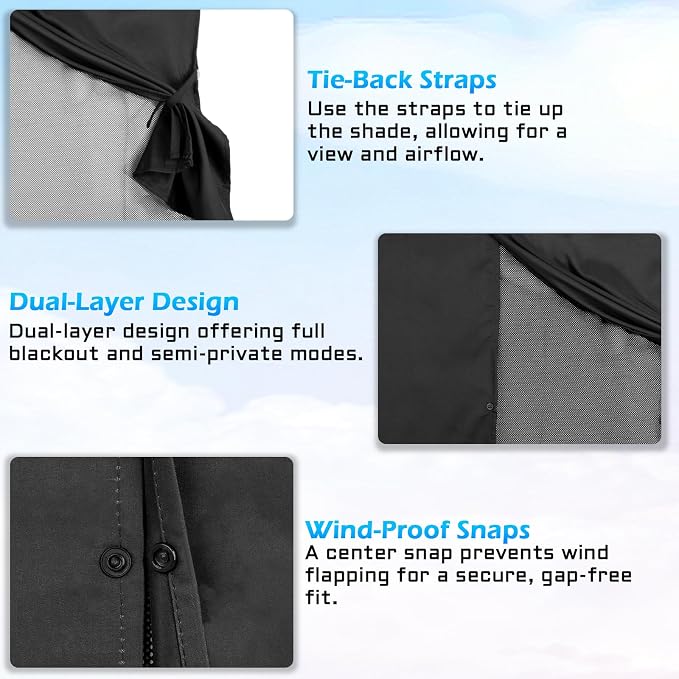 Car Window Shades, 2 Packs Magnetic car Sun Shade for Baby, Double Layers Magnetic Design for Full Covers/Half Shade Options, Window Curtains for Heat/UV Protection Sun Block Covers - Image 4