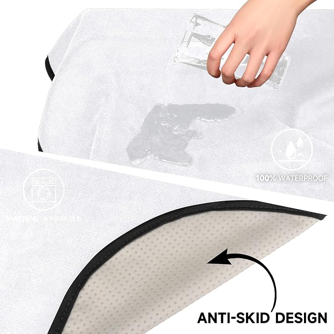 Car Seat Covers 2pcs White Waterproof Towel Car Seat Cover Universal Fit for Most Trucks SUV Fitness Athletes Pets Gym and Water Sport - Image 4