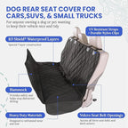 4Knines Heavy-Duty Rear Seat Cover for Dogs - Hammock, Grey XL | K9-Shield waterproof layer, non-slip backing, quick-release clips for easy install and cleanup. Machine washable. - Image 3