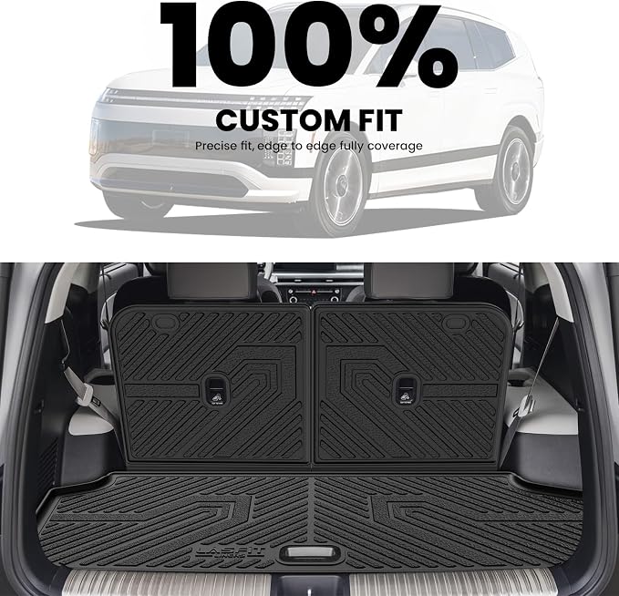 LASFIT Cargo Mats for Hyundai Ioniq 9 2026 | All Weather TPE Custom Fit Cargo Trunk Mat & Backrest Mats Accessories, Black - Image 4