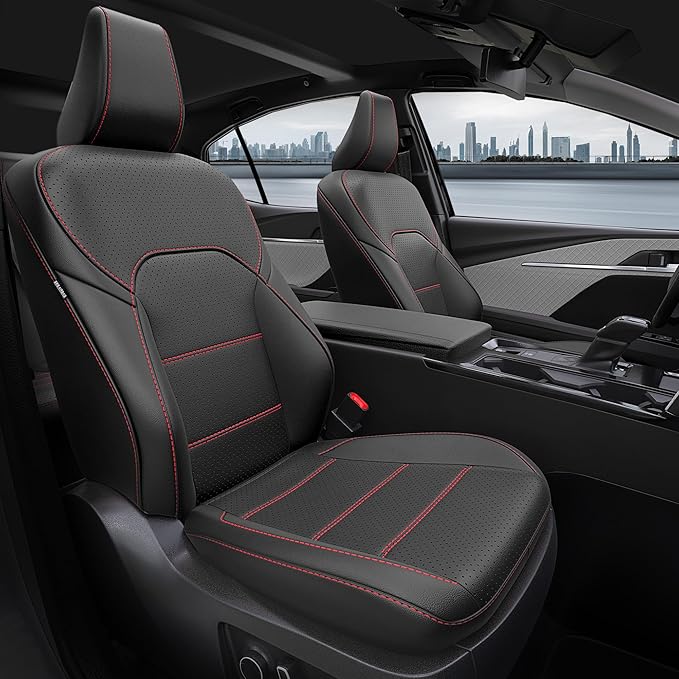 Custom Fit Seat Covers for Toyota Camry 2025 2026 Hybrid, BlackRed | Only Fit for Camry XLE/XSE 2025-2026 , Full Coverage, Faux Leather, Protective, Scratch-resistant, Easy-clean by FEINEPRO