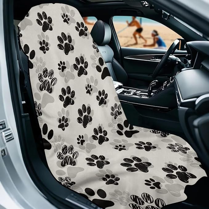 SEANATIVE Dogs Paw Car Towel Seat Covers Auto Seat Towel Protector - Sweat Absorber for Family Road Trips Sports Swimming Hiking, Automotive Seat Protector Car Interior Accessories - Image 2