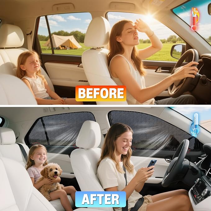 ZATOOTO Car Window Shades for Toyota Camry 2018-2023, Breathable Mesh | 4 Pack Camry Sun Shade Side Window, Breathable Mesh Car Window Screen for Camping Napping Baby UV Protection - Image 4