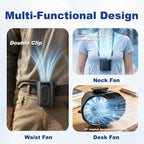 Waist Fan with Clip on: Portable 4-Speed Enlarged Fan-blades Personal Belt Fan with LED Light 6-11H of Working Time Hands-Free Neck Fan - Image 6