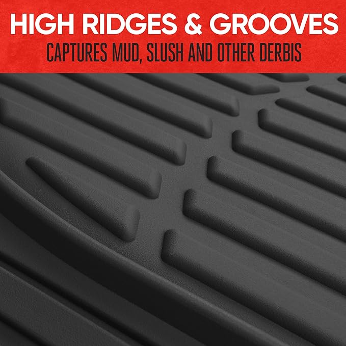 Motor Trend FlexTough Floor Mats for Cars, Black Deep Dish All-Weather Car Mats, Waterproof Trim-to Fit Automotive Floor Mats for Cars Trucks SUV, Universal Floor Liner Car Accessories - Image 3