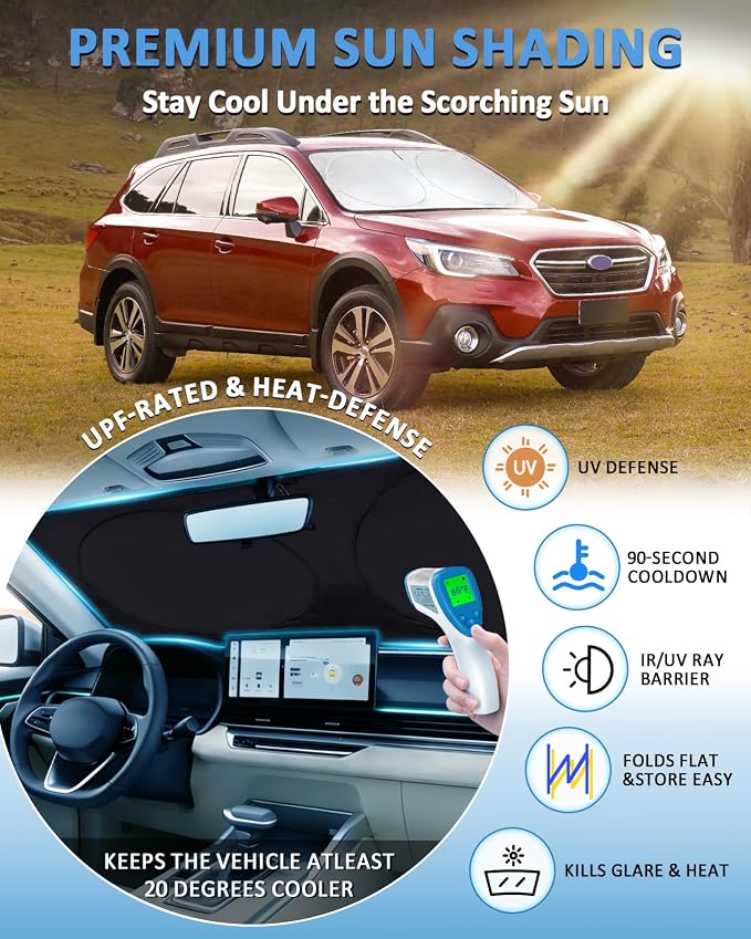 Sun Shade for Subaru Outback 2015-2018 2019 Windshield Sunshade Sun Visor | for Outback Accessories Front Window Cover Shield Car Protector Block UV Ray Heat - Image 2