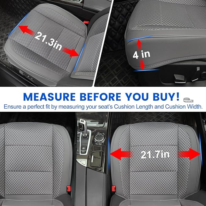 2 Pack Gray Ventilated Cooling Car Seat Covers for Summer | 3D Air Mesh, PU Leather, Breathable, with Storage pocket, Non-slip, Universal Fit for Car Truck SUV, Easy to Install - Image 7