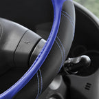 Elantrip Steering Wheel Cover Leather 15 1/2-16 inch Universal Padded Soft Grip Breathable for Car Truck SUV Jeep Anti Slip Blue and Black - Image 3