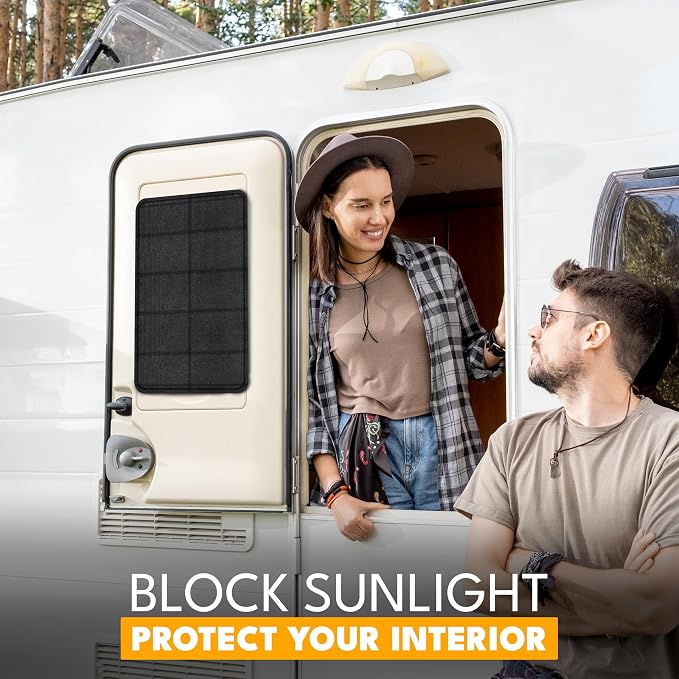 EcoNour RV Magnetic Window Shade for Side Door Foldable UV Protection Cover | Travel Trailer Window 4 Hook & Loop Waterproof Oxford Fabric | Universal RV Window Accessories | Medium (25" x 16") - Image 6