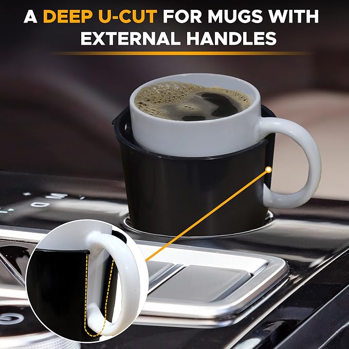 EcoNour Car Cup Holder Expander | Fits 32/40 oz Hydro Flasks | Yeti, Nalgene & Large Bottles up to 3.8" | Universal Cup Adapter for Cars with 3.2" Holders – Black - Image 3