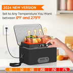 Portable Oven, 12V 24V 110V-240V Car Food Warmer Portable Personal Mini Oven Electric Heated Lunch Box for Meals Reheating & Raw Food Cooking for Road Trip/Camping/Picnic/Family Gathering(Black) - Image 2