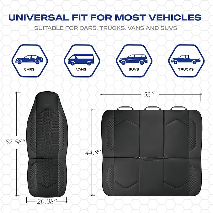 Skechers Memory Foam Car Seat Covers, Leather High Back Seat Covers Quilting Design,Waterproof Sports Car Seat Covers Front Seats,Airbag Compatible Universal Fit for Most Cars, SUVs,Trucks,Black - Image 5