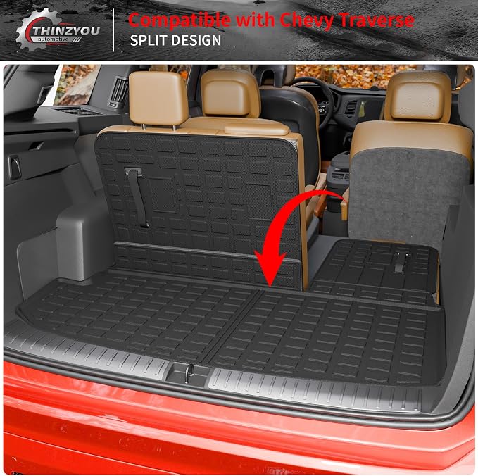 Floor Mats for 2018-2023 Chevrolet Traverse 7 Seat | 2024 Traverse Limited 7 Seat Trunk Mat Cargo Mat Liner TPE All Weather Back Seat Cover 2023 Chevy Traverse Accessories - Image 7