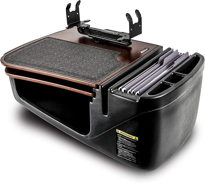 AutoExec AE-GMCD-PS-PI-21M GripMaster Car Desk for Your Vehicle Workstation and Mobile Office, Mahogany with Printer Stand and 400 watt Power Inverter | Vehicle Workstation, Mobile Office, Printer Stand, 400 Watt Power Inverter by AutoExec
