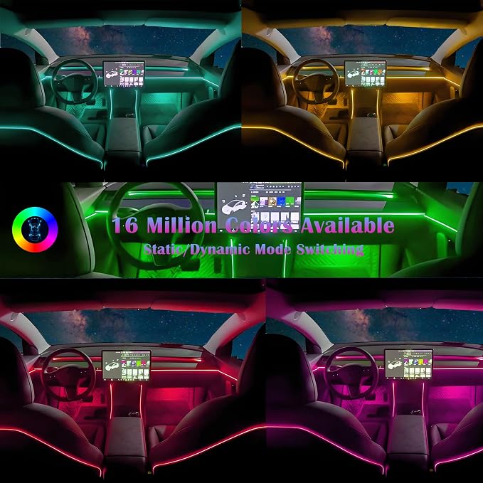 Dreamcolor Acrylic Interior Car LED Strip Light, RGB 10 in 1 Fiber Optic Ambient Lighting Kits, 16 Million Colors Sound Active Function Car Neon Lights with Wireless APP - Image 5