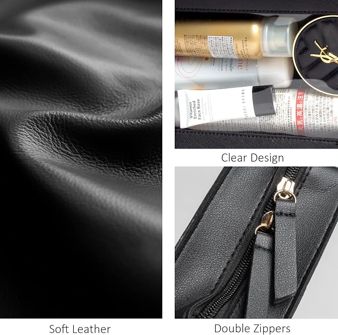 Clear Beach Makeup Bags, TSA Approved Toiletry Bag with Zipper, Clear Makeup Organizer Fit Carry-on Travel Car Accessories Essentials,Portable Travel Small Pouch for Women Men (Black) - Image 8