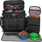 LARIPOP Dog Travel Bag Airline Friendly for Small Medium Large Dogs, Pet Travel Organizer with Collapsible Bowls Food Containers Mat, Waterproof Portable Tote for Dog Outdoor Travel by LARIPOP
