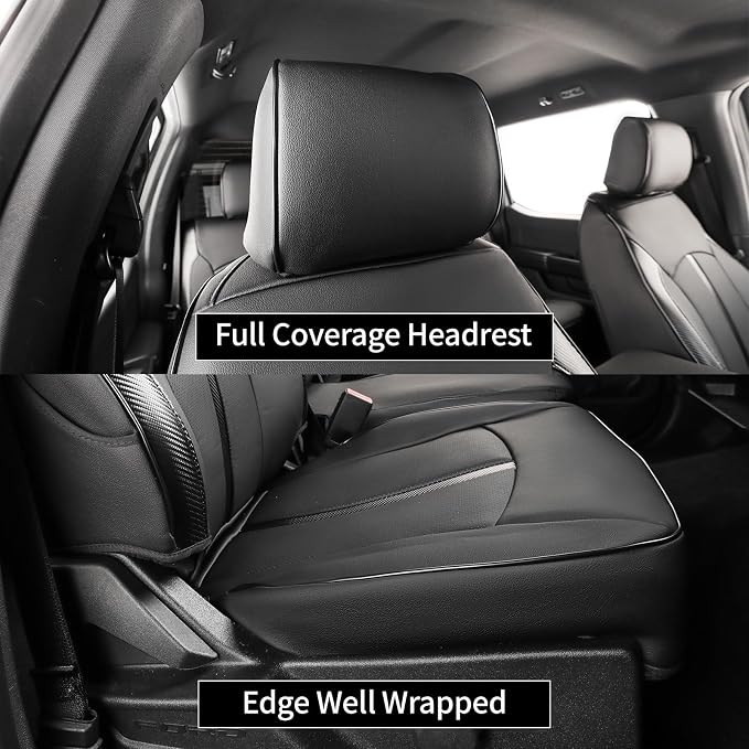 F150 Seat Covers 2015-2020 SuperCrew Custom Fit Full Set | Fits 2015-2020 F150 SuperCrew XL/XLT & 2017-2022 Ford F250/F350 Crew Cab XL/XLT, No Rear Armrest Waterproof Truck Seat Cover - Image 2