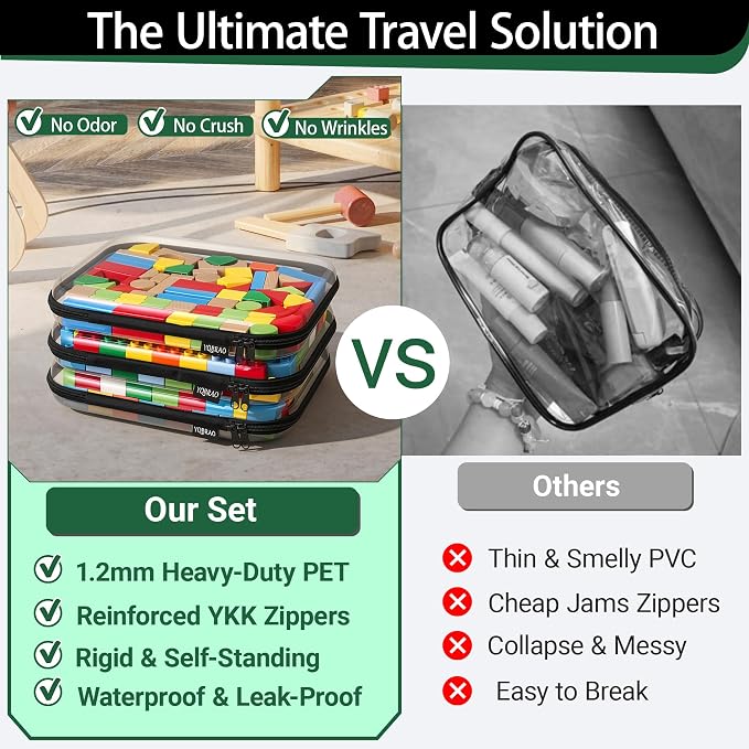 YQBRAO Clear Hard Shell Storage Organizer Set, 2-Pack, Black | Two large rigid PET organizers for electronics, travel, office and everyday organization - Image 2