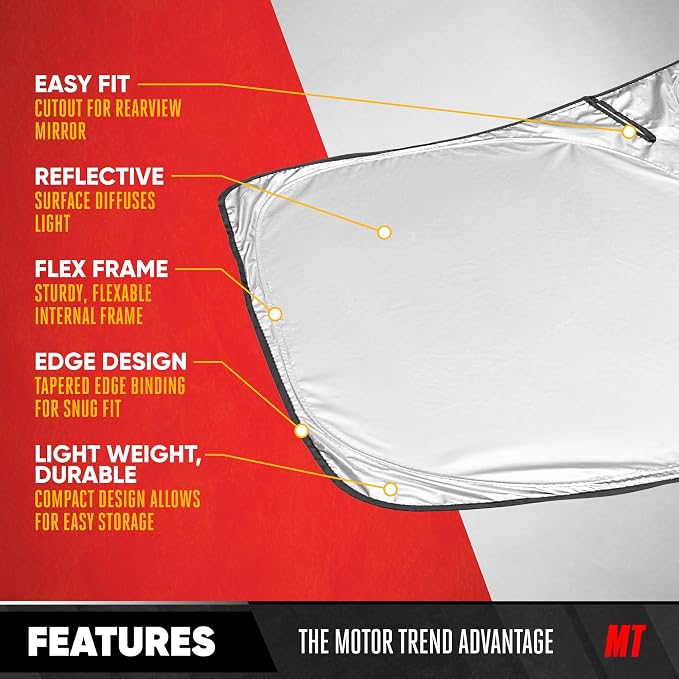 Motor Trend Custom Fit GMC Sierra & Chevy Silverado Windshield Sun Shade - Fits All (2014-2018) Trims - Car Windshield Sunshade Sierra & Silverado Accessories - Automotive Interior Protection - Image 6