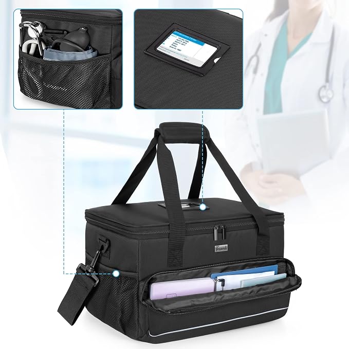Trunab Large Insulated Medical Bag with Dividers, Easy-Clean Trauma Pouch | Empty Bag for Custom Setup, Ideal for Home/Travel/Camping, Wipe-clean Interior - Image 4