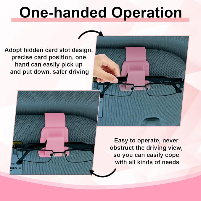 BFXM 2Pcs Sunglass Holder for Car Visor | Sunglasses Visor Clip for Car, Trucks, SUVs (Pink) - Image 5
