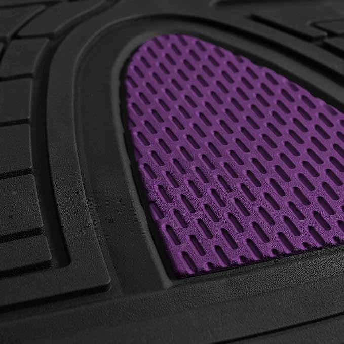 FH Group Automotive Floor Mats - Heavy-Duty Rubber Floor Mats for Cars, Universal Fit Full Set, Climaproof Floor Mats, Trimmable Floor Mats for Most Sedan, SUV, Truck Floor Mats Purple - Image 5