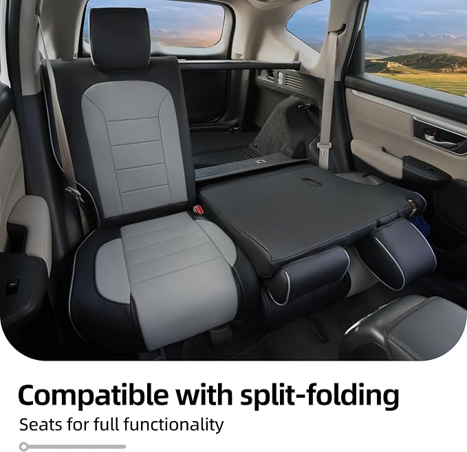 Lolcar CRV Seat Covers Custom Fit for Honda CRV 2017 2018 2019 2020 2021 2022,Leather Car Seat Cover Full Set for Trucks SUV,Waterproof Car Seat Cushion,Faux Leather(Black/Gray) - Image 4