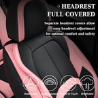 Coverado Seat Covers, Car Seat Covers Front Seats, Nappa Leather Seat Covers for Cars, Waterproof Car Seat Protector with Lumbar Support, Front Seat Covers Universal Fit for Most Cars (Black&Pink) - Image 3