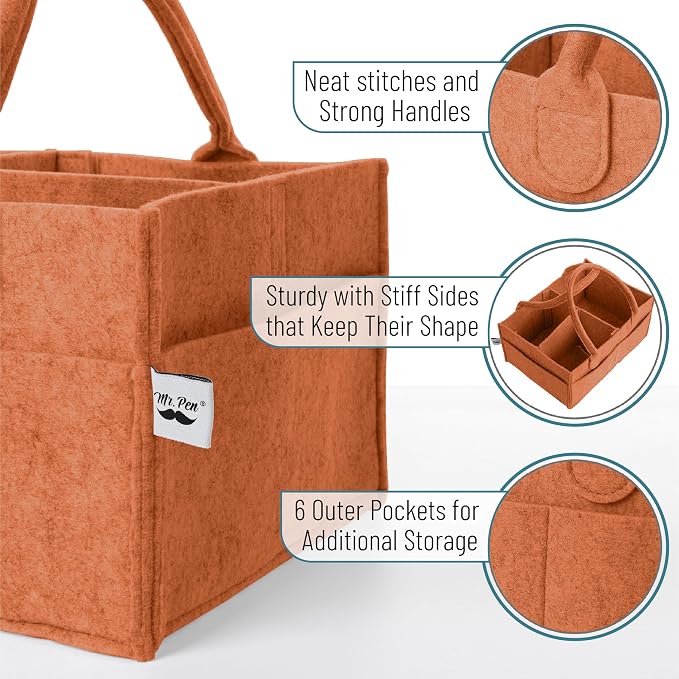 Mr. Pen- Baby Diaper Caddy Organizer, Rustic Warmth | Nursery Storage Bin and Car Organizer for Diapers and Baby Wipes - Image 3