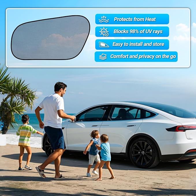ZATOOTO Tesla Model Y Window Shades for Front Window Driver Side Window | Transparent Static Cling Film | Block 90% UV & Heat | No Adhesive, Easy Install | Enhanced Visibility, Interior Protection - Image 6