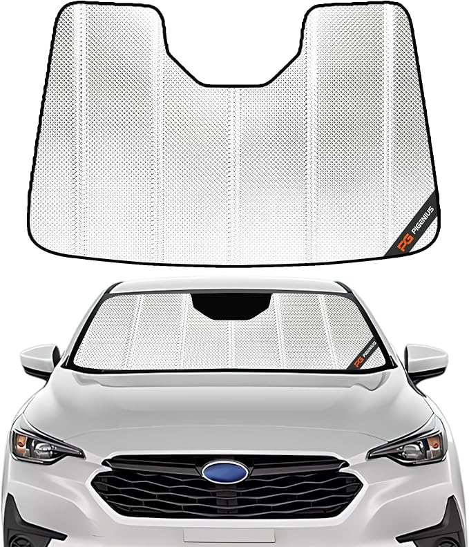 Pigenius Windshield Sun Shade for Subaru Crosstrek 2024-2025; Subaru Impreza 2024-2025. Reflective Aluminum Film Front Window Sunshade - BLAZBLOCK by Pigenius