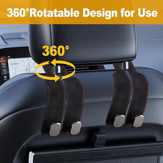 Car Purse Hook Purse Hook for Car Seats Headrest Car Seat Hooks,Heavy Duty Vehicle Organizer for Handbags, Groceries, Purses, Keep Car Tidy (Black, 4 Pack) - Image 3