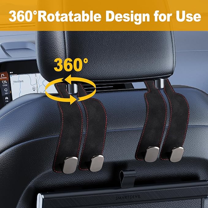 Car Purse Hook Purse Hook for Car Seats Headrest Car Seat Hooks,Heavy Duty Vehicle Organizer for Handbags, Groceries, Purses, Keep Car Tidy (Black, 2 Pack) - Image 3
