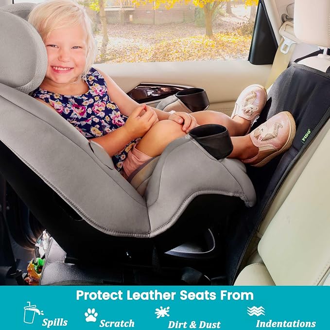 PIDO Car Seat Protector, 2 Pack Seat Protector Under Baby Car Seat with Thick Padding and Non-Slip Back, Waterproof Carseat Protection Cover Pad for Vehicle Leather Upholstery, Black - Image 6