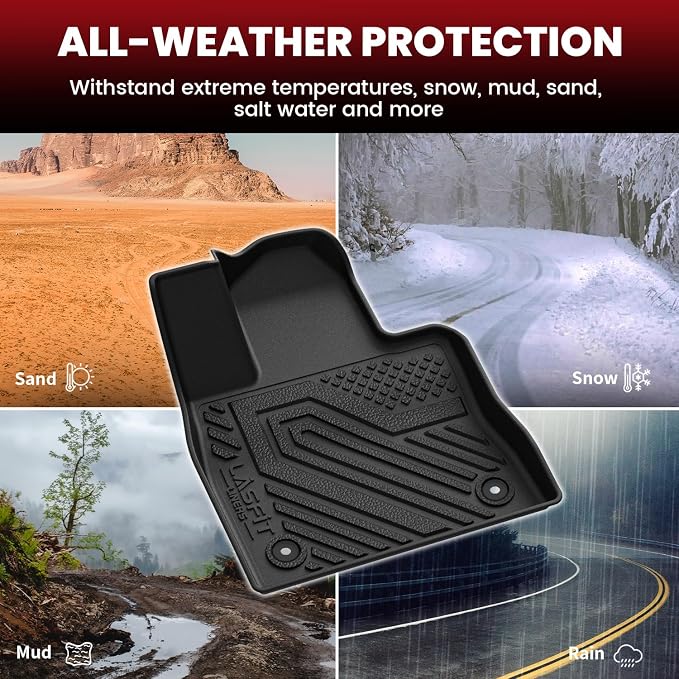 LASFIT Floor Mats for Ford Explorer 2020-2025 2026 7 Seats with Cargo Liner | Not Fit 6 Seats Custom Fit All Weather Protector TPE Easy Clean Floor Liners with Car Trunk Backrest Mat 5pcs Full Set Black - Image 8