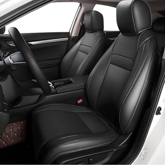 Seat Covers for Honda Civic Hatchback 2022-2024 Full Set Black | Custom Fit Sport LX & Hatchback Hybrid Sport Seat Covers, Water Resistant Faux Leather, Pet friendly, Anti-scratch by AOMSAZTO
